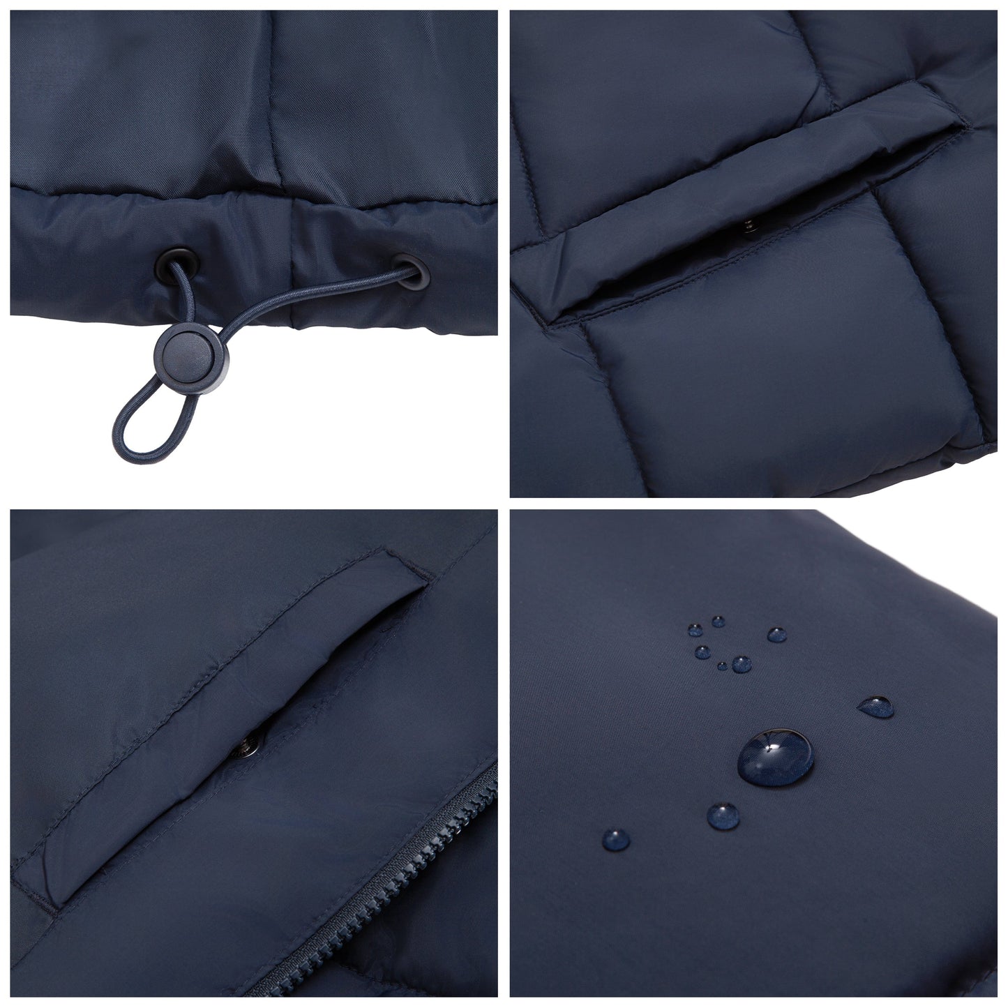 Men's Essential Puffer Jacket Water Resistant Insulated Winter Coat Stand Collar - Navy Coats & Jackets Rokka&Rolla