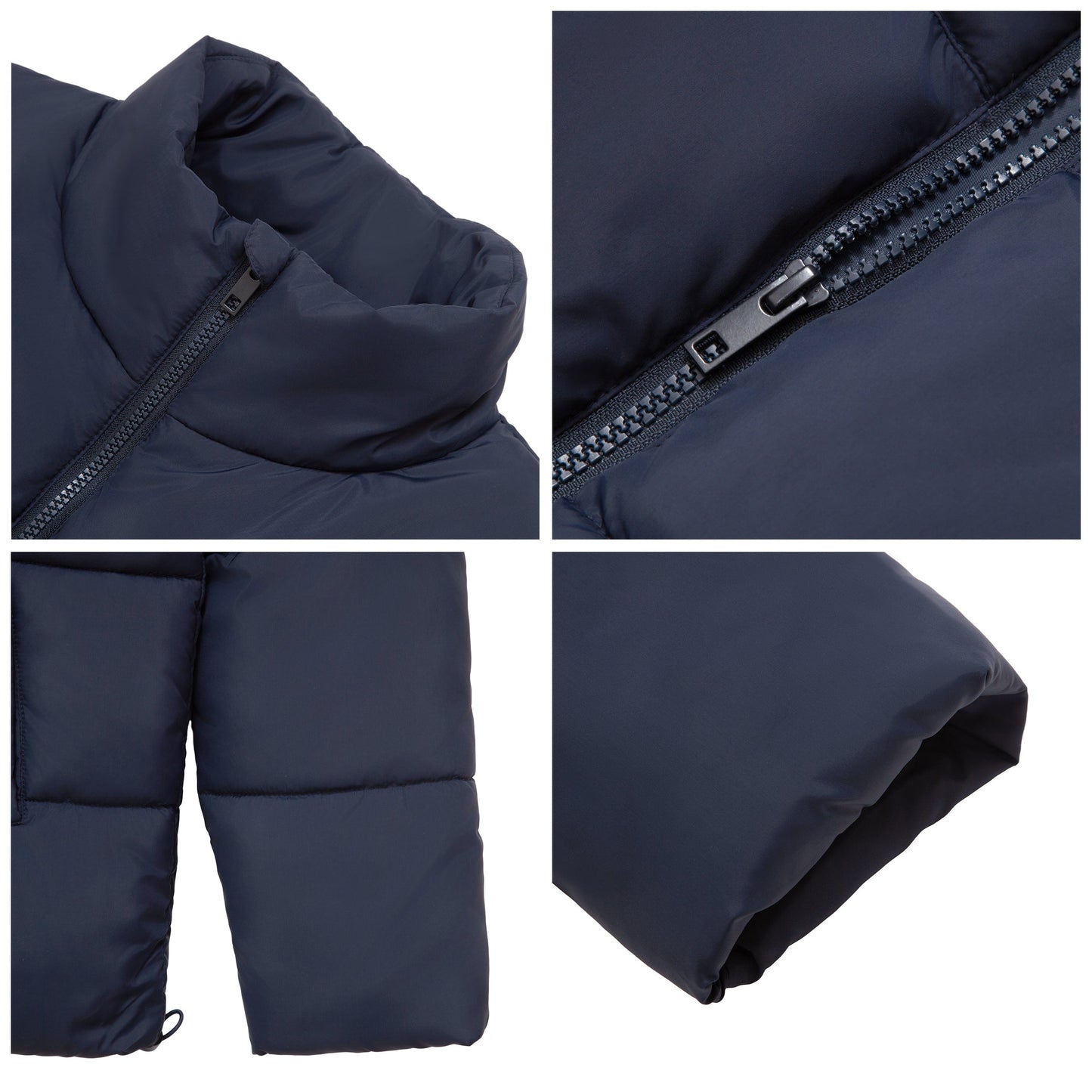 Men's Essential Puffer Jacket Water Resistant Insulated Winter Coat Stand Collar - Navy Coats & Jackets Rokka&Rolla
