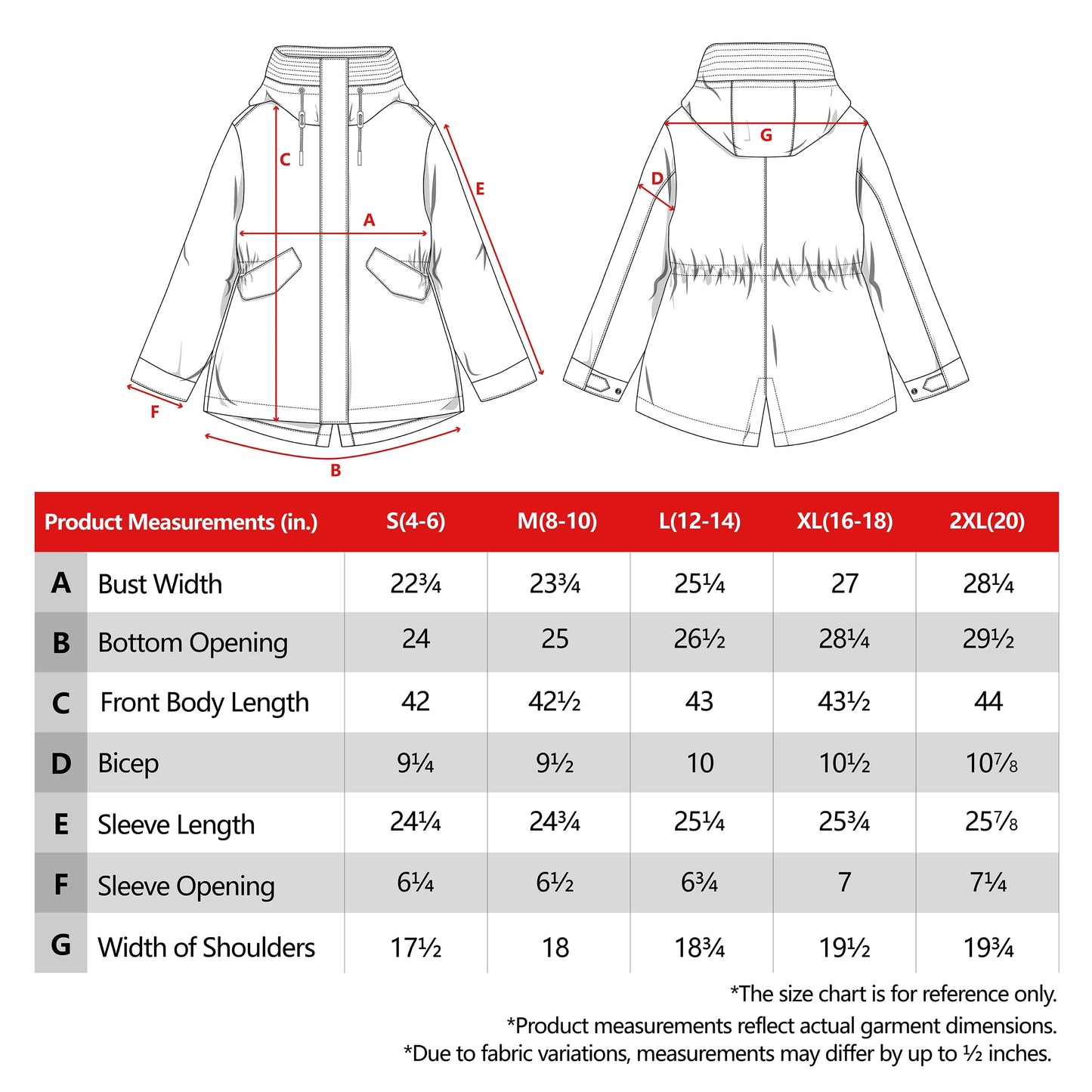 Rokka&Rolla Women's Water-Resistant Anorak Hooded Windbreaker Rain Jacket Transitional Trench Coat - Black Coats & Jackets Rokka&Rolla