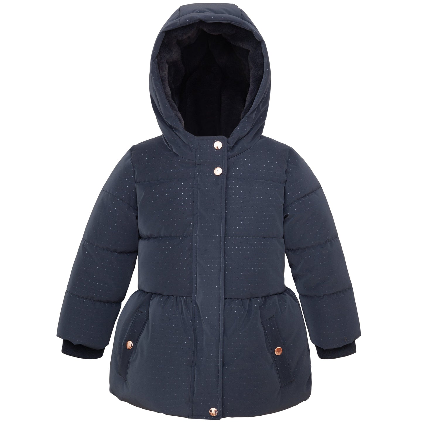 Toddler Girls' Soft Faux Mini-Fur Lined Puffer Jacket Winter Coat Midnight Sky / 2T Rokka&Rolla