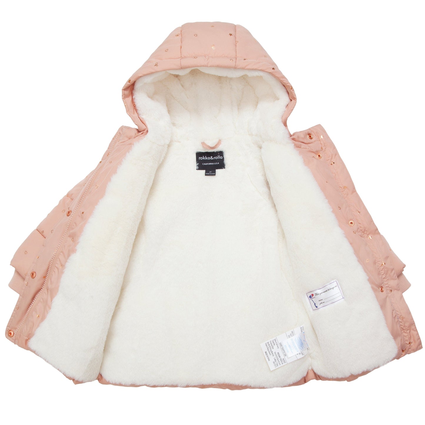Toddler Girls' Soft Faux Mini-Fur Lined Puffer Jacket Winter Coat Rokka&Rolla