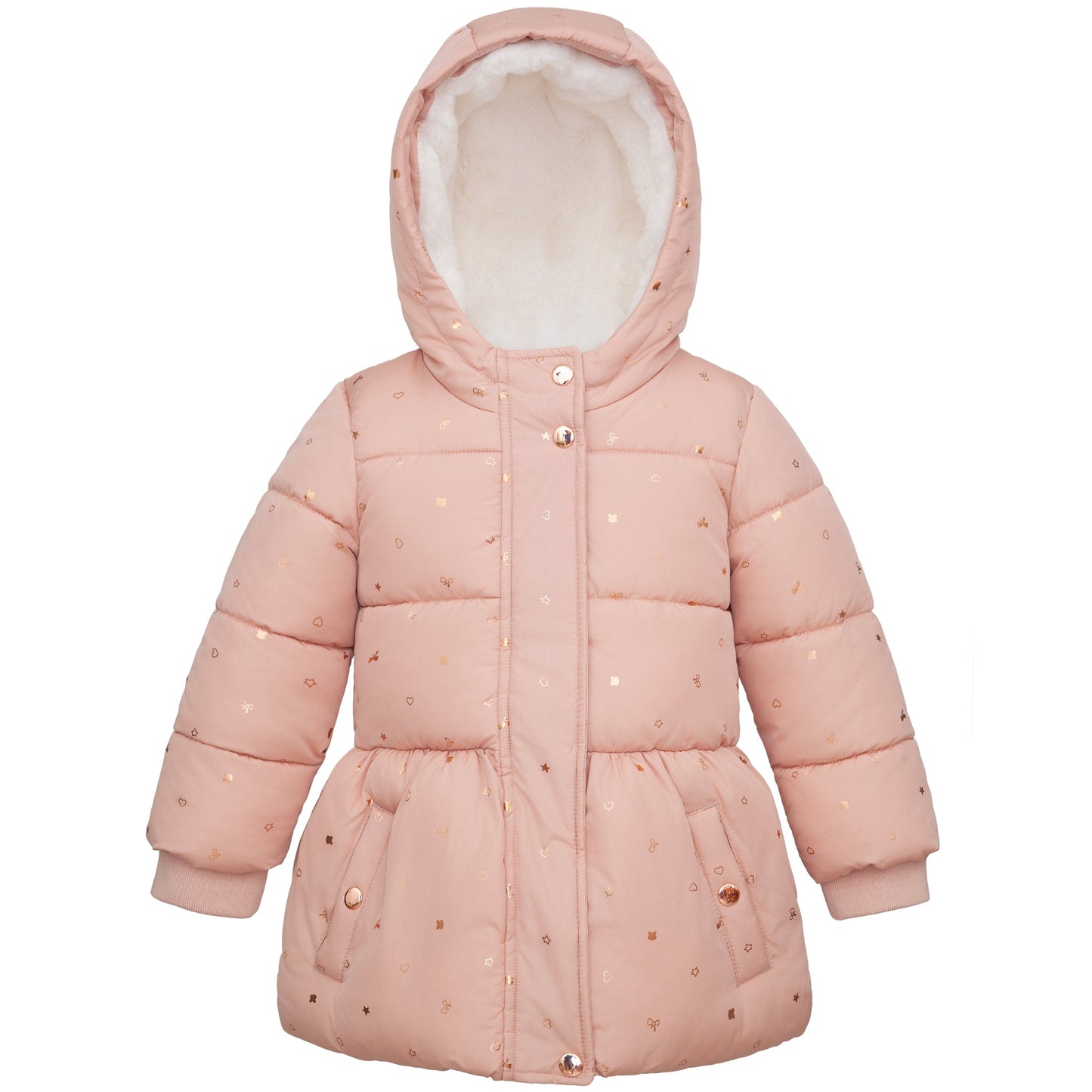Toddler Girls' Soft Faux Mini-Fur Lined Puffer Jacket Winter Coat Rosy Glow / 2T Rokka&Rolla