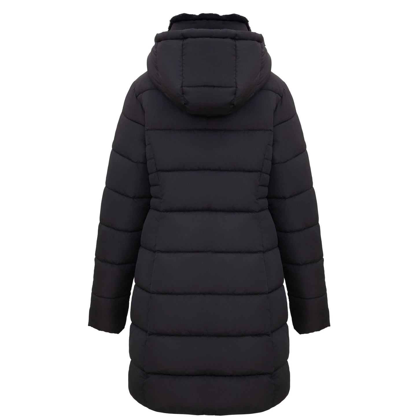 Women's Hooded Winter Long Coat Water Resistant Puffer Jacket Insulated Full Length Warm Outerwear - Black Coats & Jackets Rokka&Rolla