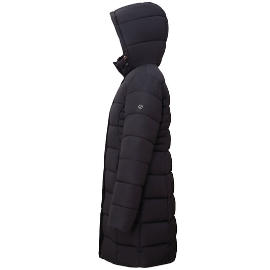 Women's Hooded Winter Long Coat Water Resistant Puffer Jacket Insulated Full Length Warm Outerwear - Black Coats & Jackets Rokka&Rolla