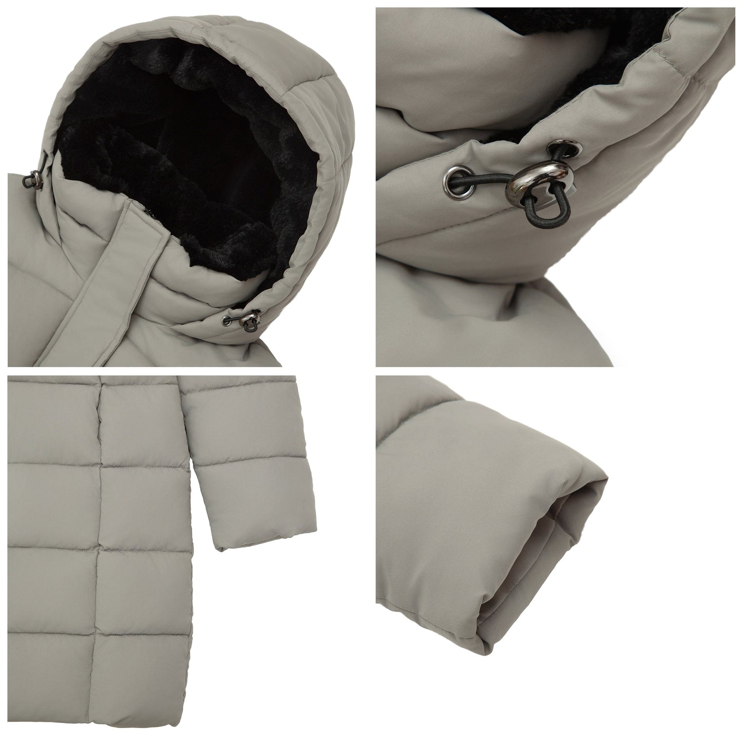 Women's Hooded Winter Long Coat Water Resistant Puffer Jacket Insulated Full Length Warm Outerwear - Stone Coats & Jackets Rokka&Rolla