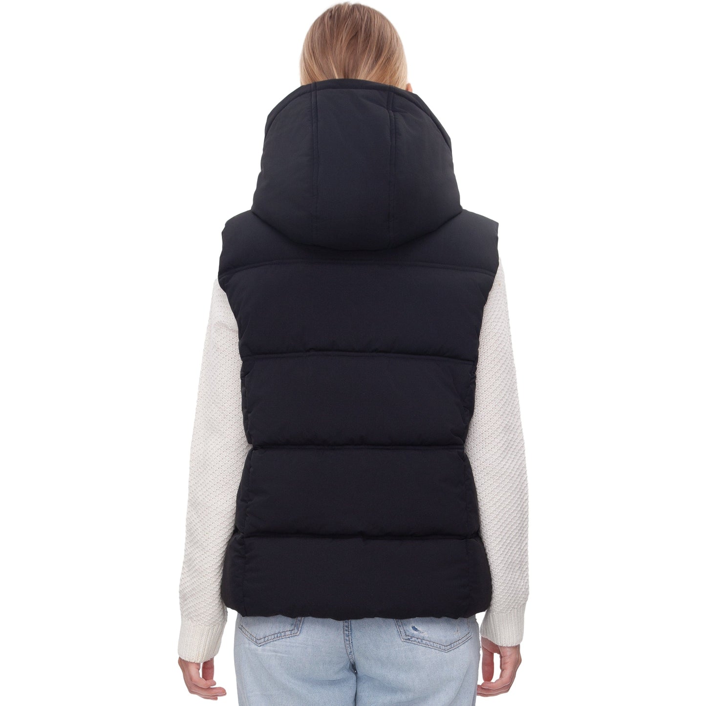 Women's Puffer Hooded Quilted Sleeveless Jacket Insulated Vest -Black Coats & Jackets Rokka&Rolla