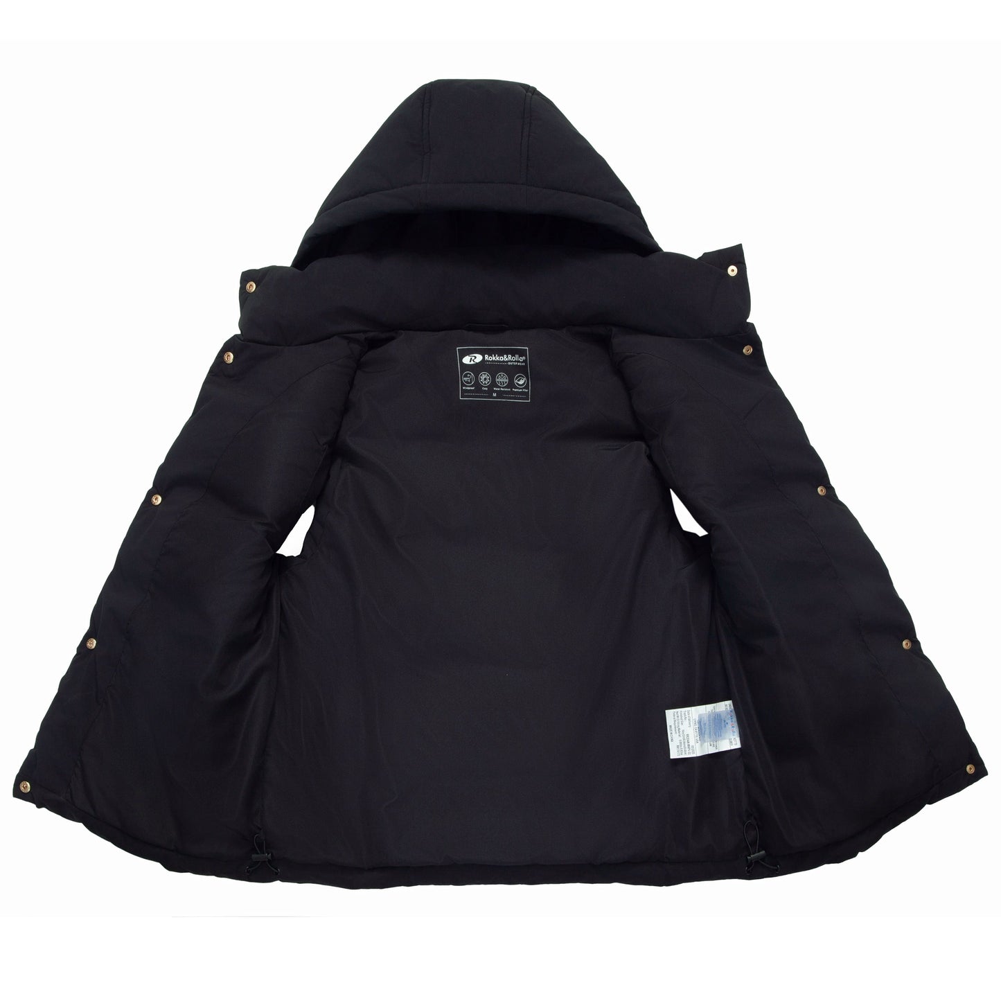 Women's Puffer Hooded Quilted Sleeveless Jacket Insulated Vest -Black Coats & Jackets Rokka&Rolla