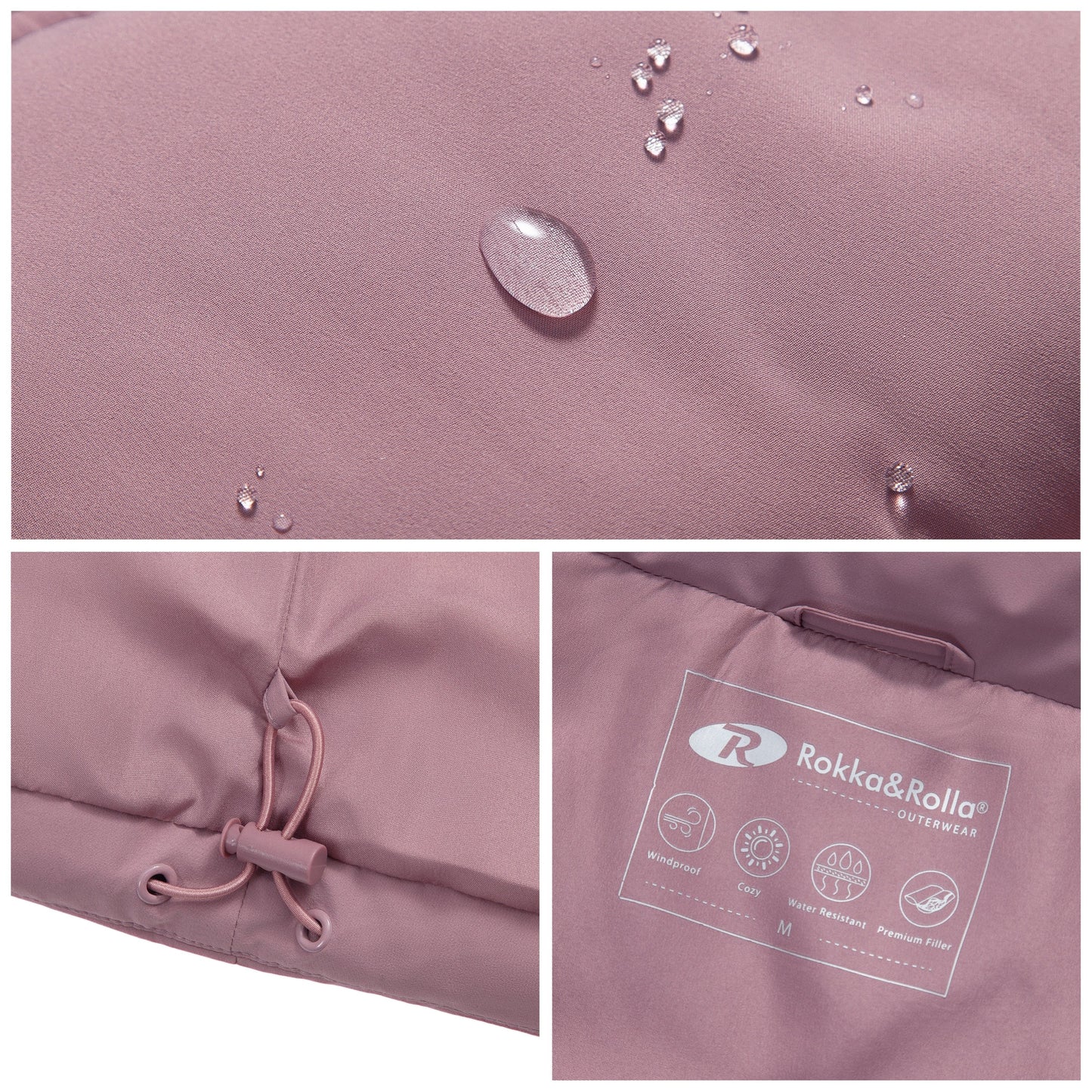 Women's Puffer Hooded Quilted Sleeveless Jacket Insulated Vest - Mauve Coats & Jackets Rokka&Rolla