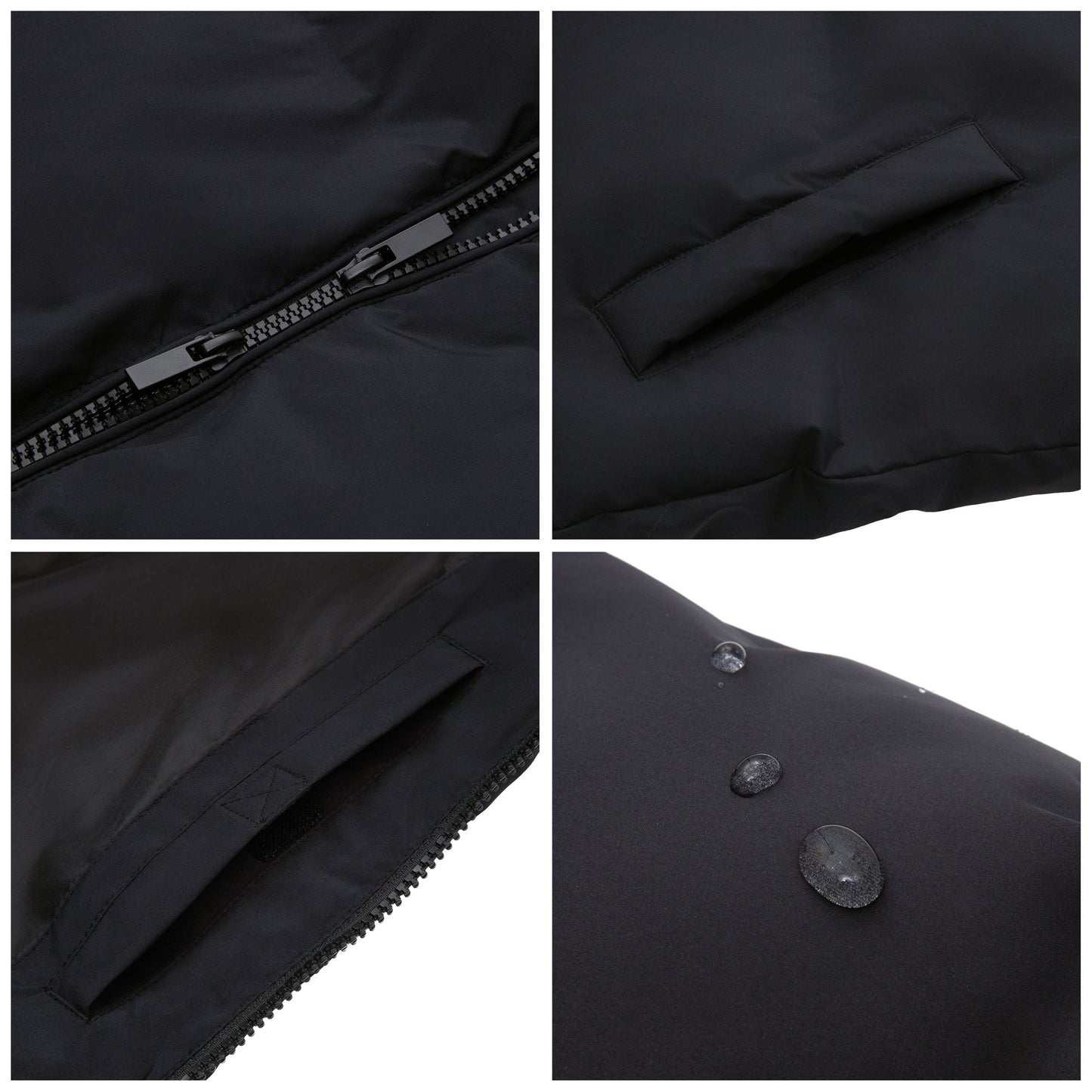 Women's Puffer Jacket Long Padded Coat Two Way Zipper Knee Length Warm Outerwear - Black Coats & Jackets Rokka&Rolla