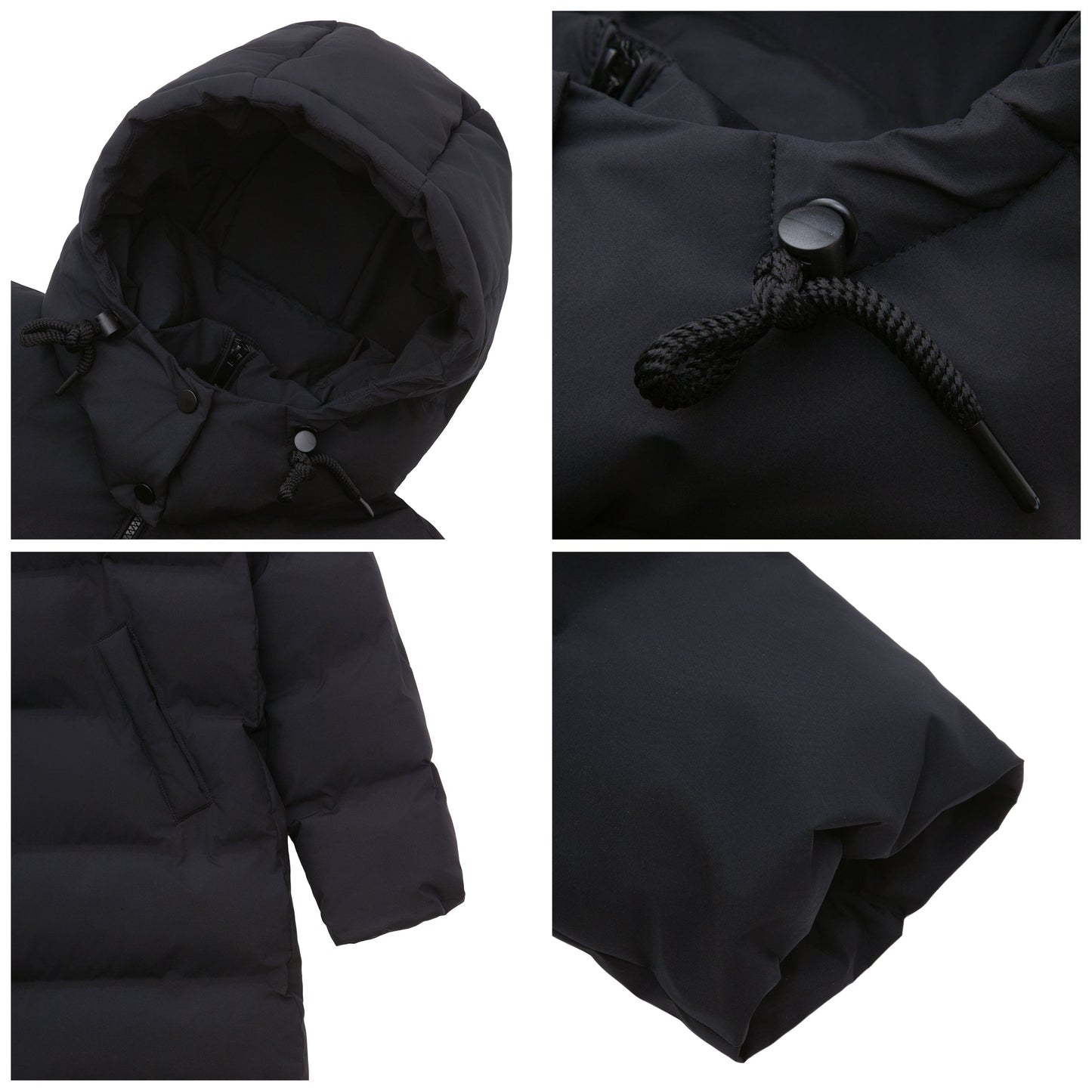 Women's Puffer Jacket Long Padded Coat Two Way Zipper Knee Length Warm Outerwear - Black Coats & Jackets Rokka&Rolla