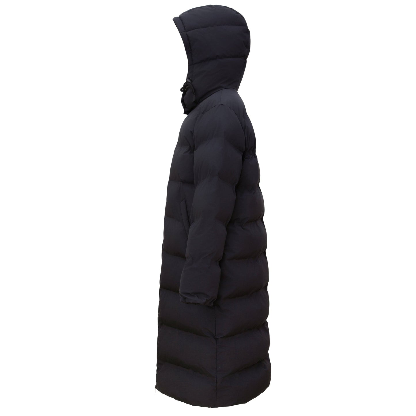 Women's Puffer Jacket Long Padded Coat Two Way Zipper Knee Length Warm Outerwear - Black Coats & Jackets Rokka&Rolla