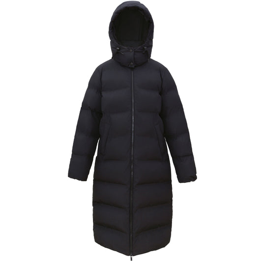 Women's Puffer Jacket Long Padded Coat Two Way Zipper Knee Length Warm Outerwear - Black Coats & Jackets S Rokka&Rolla