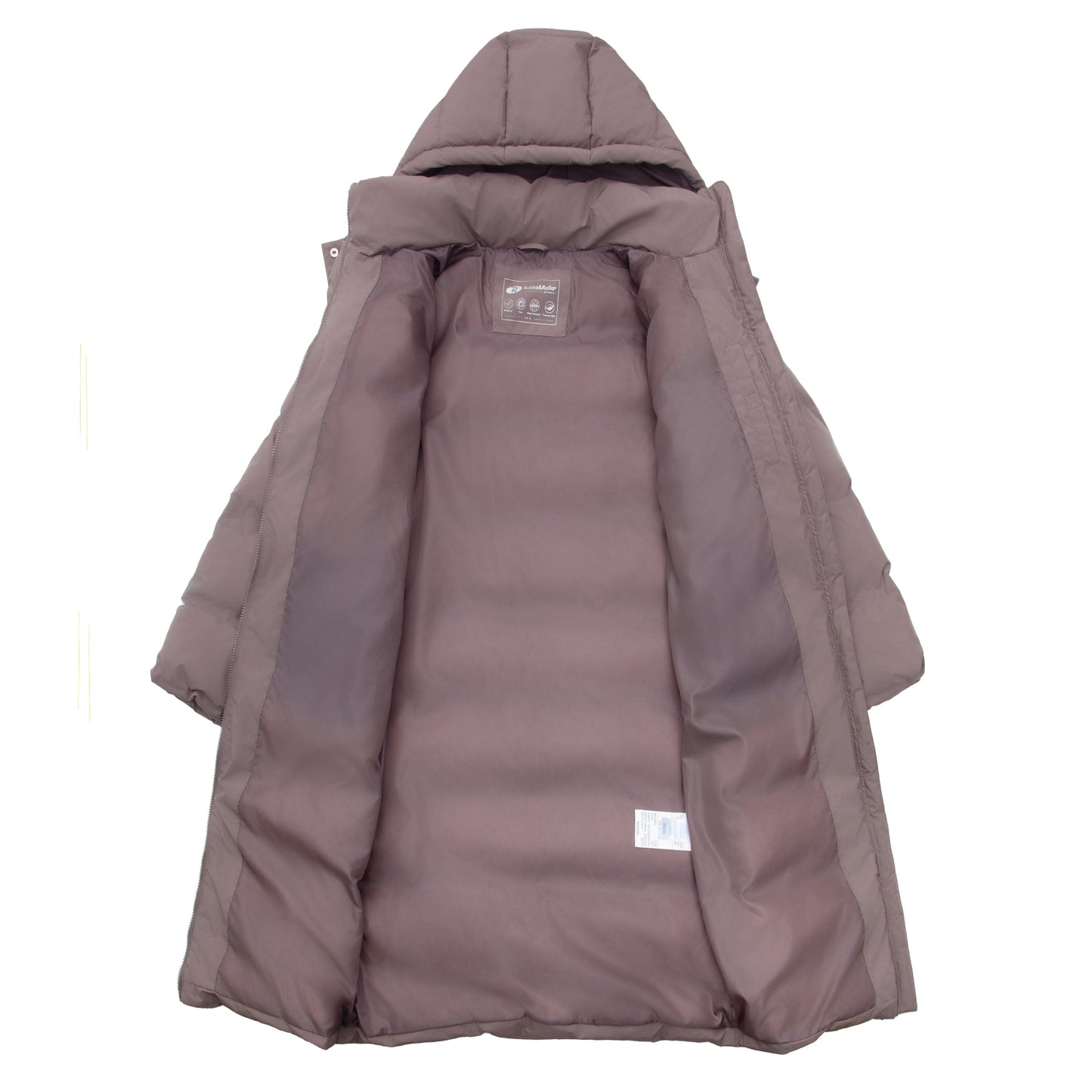Women's Puffer Jacket Long Padded Coat Two Way Zipper Knee Length Warm Outerwear - Stone Coats & Jackets Rokka&Rolla