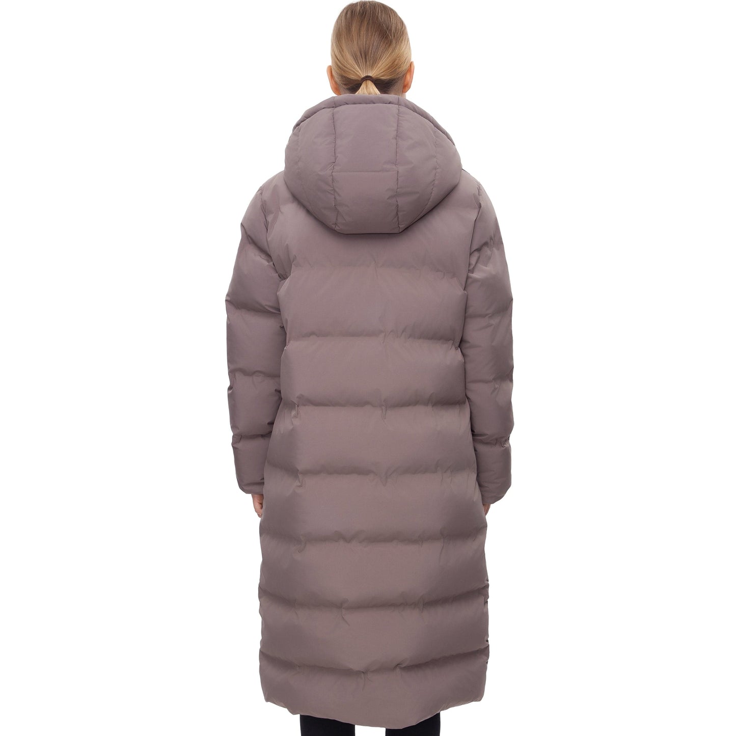 Women's Puffer Jacket Long Padded Coat Two Way Zipper Knee Length Warm Outerwear - Stone Coats & Jackets Rokka&Rolla
