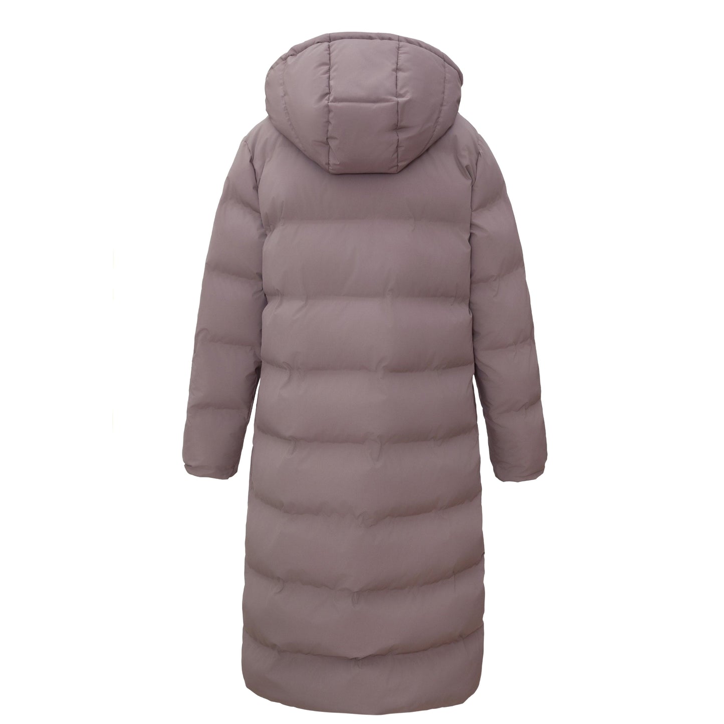Women's Puffer Jacket Long Padded Coat Two Way Zipper Knee Length Warm Outerwear - Stone Coats & Jackets Rokka&Rolla