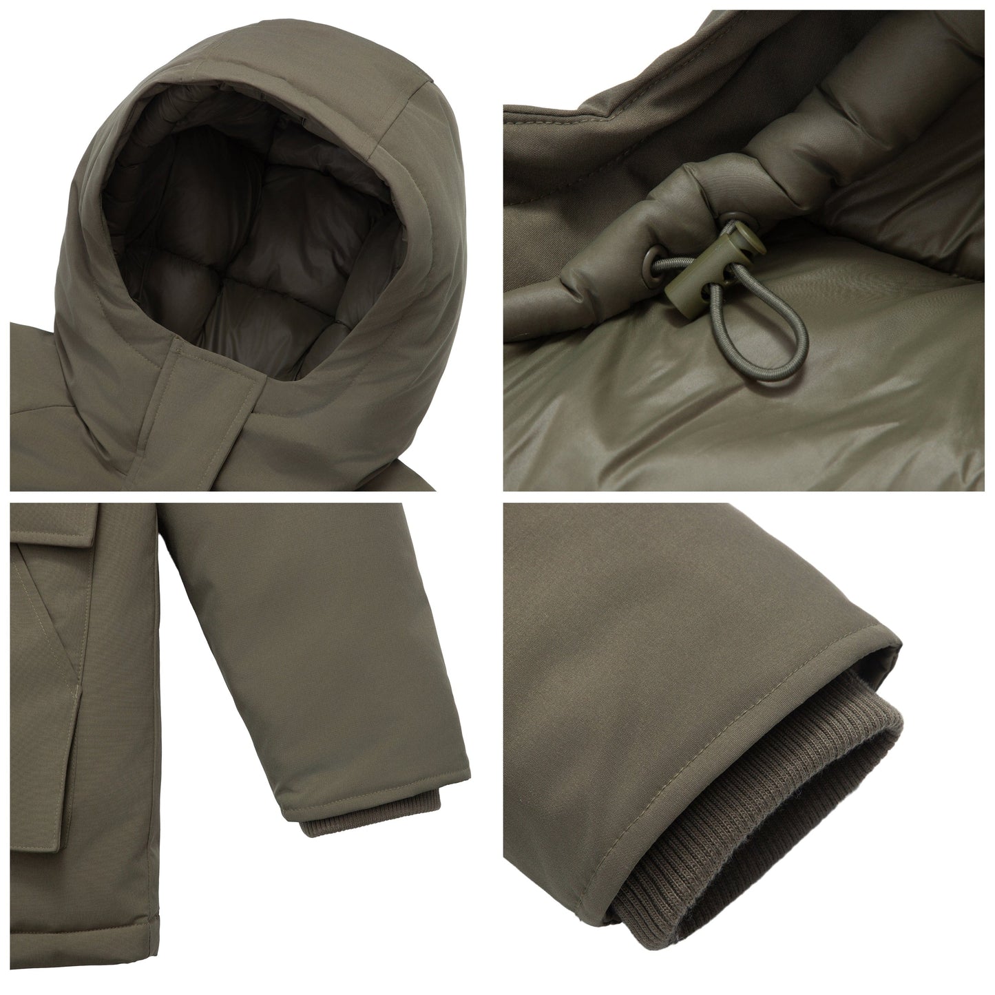 Women's Quilted Jacket Long Line Hip Length Insulated Outerwear - Olive Coats & Jackets Rokka&Rolla