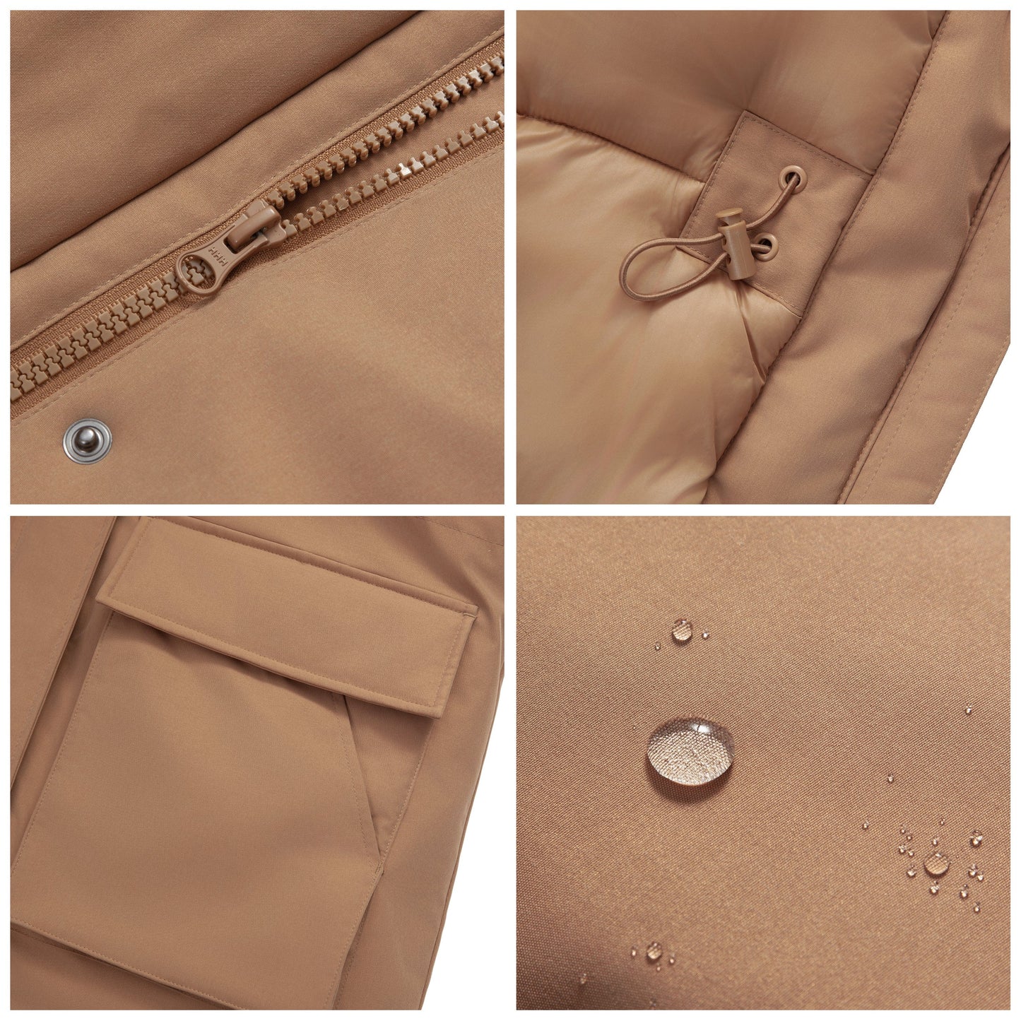 Women's Quilted Jacket Long Line Hip Length Insulated Outerwear - Sandstone Coats & Jackets Rokka&Rolla