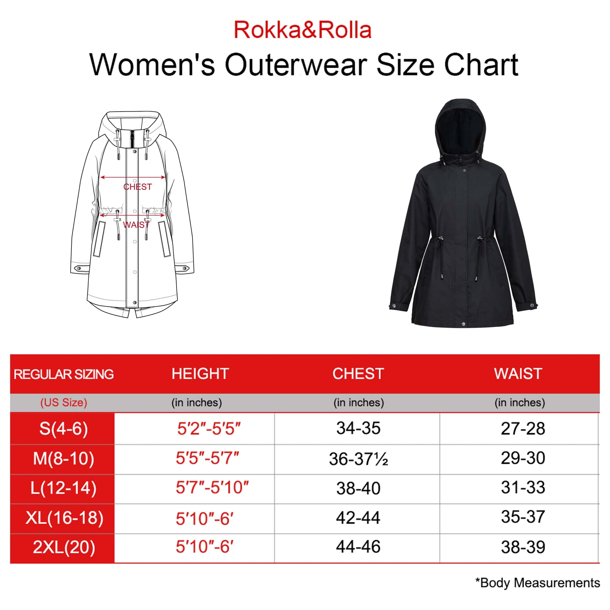 Women's Water-Resistant Anorak Hooded Rain Jacket Trench Coat Coats & Jackets Rokka & Rolla