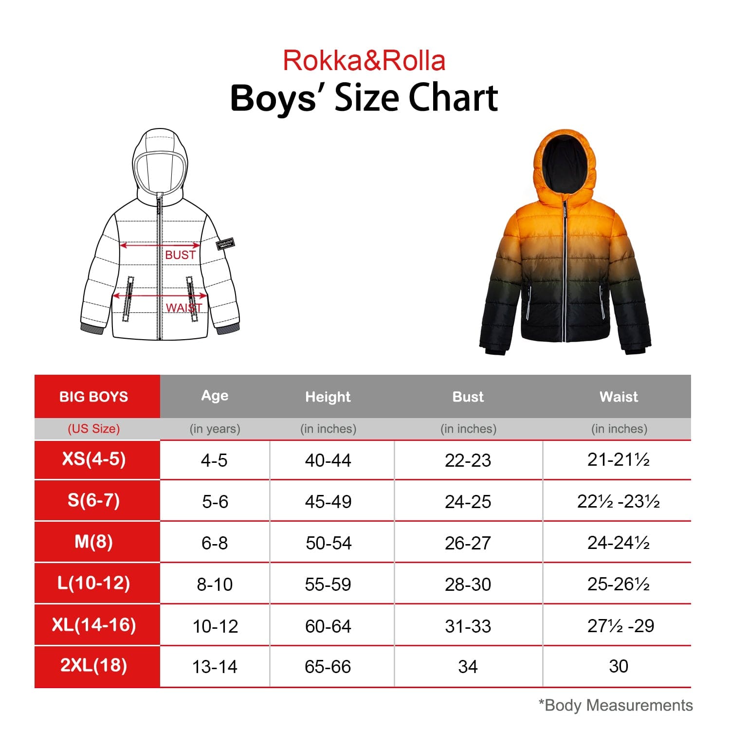 Jacket Size Chart In Inches Size Chart Size 14 Jacket Jacket Size
