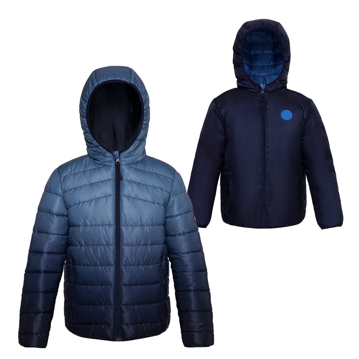 Boys' Reversible Lightweight Puffer Jacket Coats & Jackets XS (4-5) / Navy Peony Rokka & Rolla