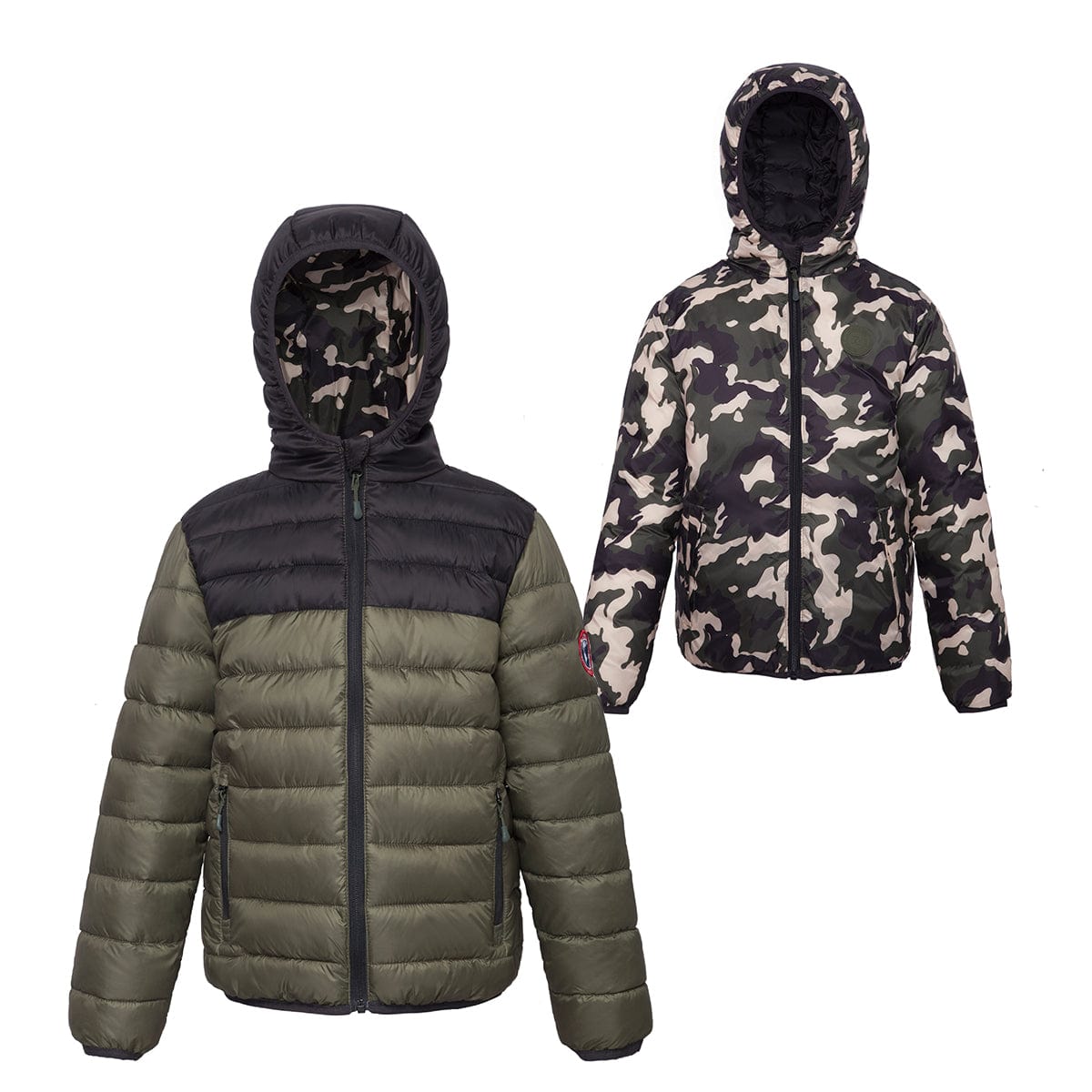 Boys' Reversible Lightweight Puffer Jacket XS (4-5) / Green Camo Rokka & Rolla