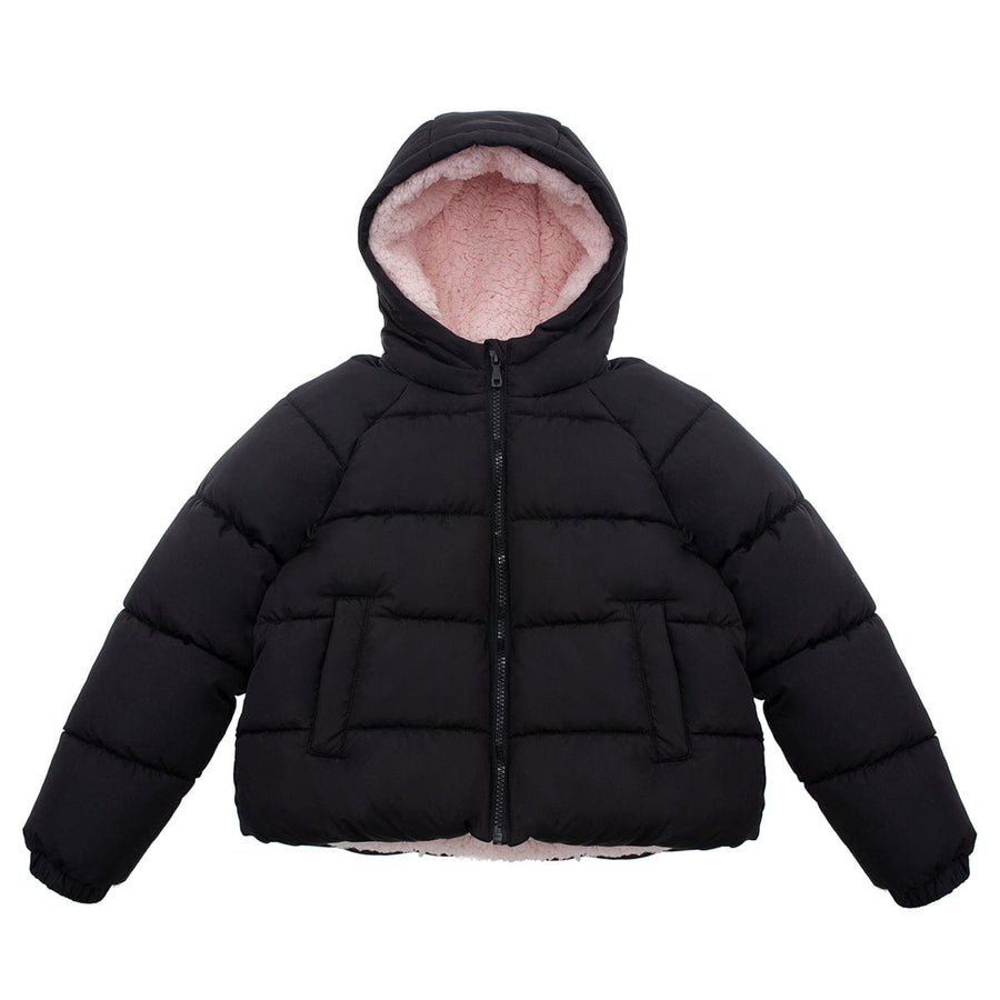 Girls' Heavyweight Puffer Jacket Sherpa Lined Bubble Coat Coats & Jackets XS (4-5) / Rich Black Rokka & Rolla