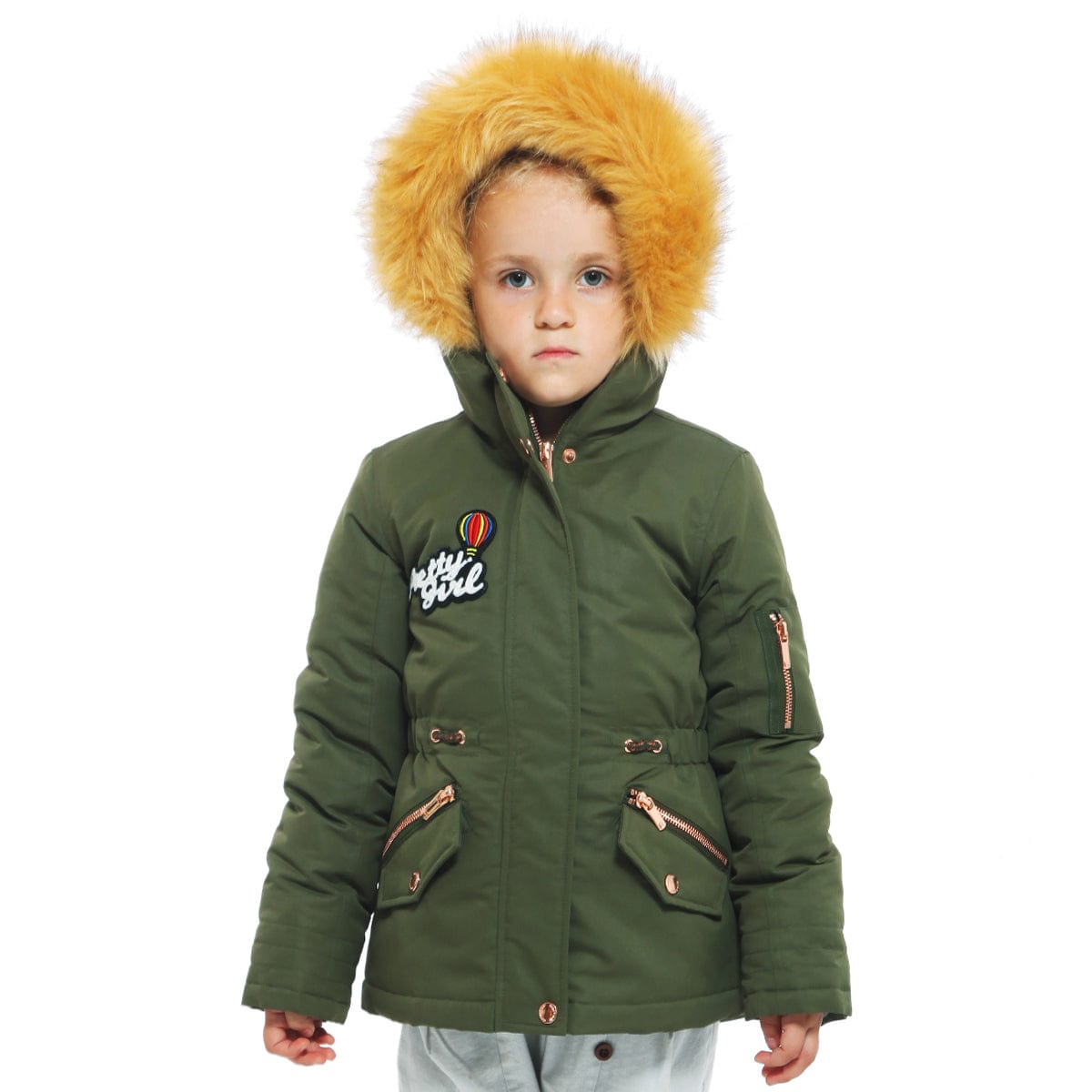 Girls' Parka Jacket with Faux Fur Hood Rokka & Rolla