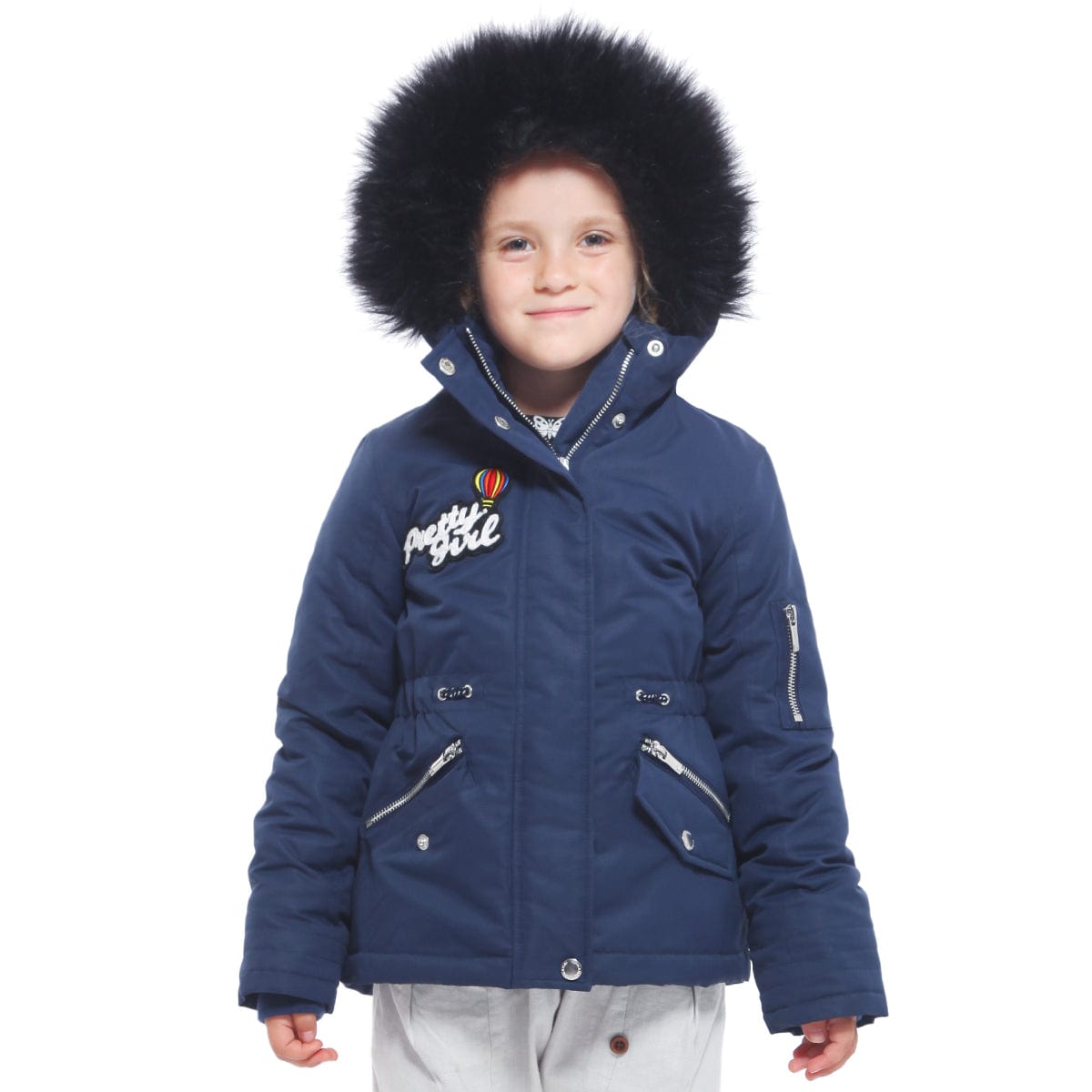 Girls' Parka Jacket with Faux Fur Hood Rokka & Rolla