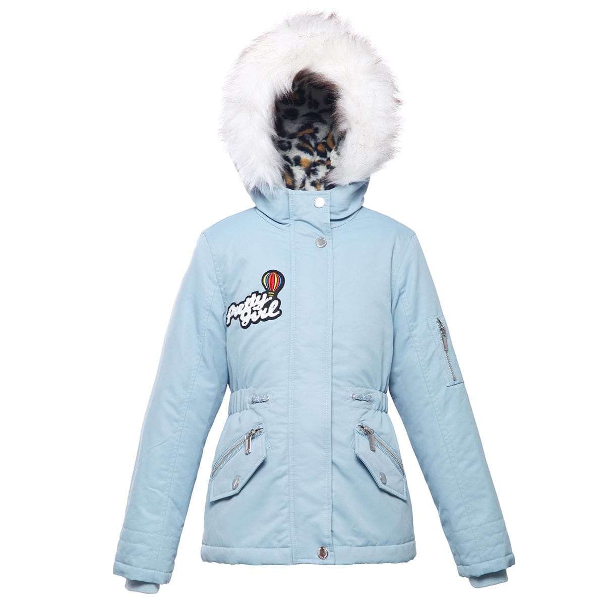 Girls' Parka Jacket with Faux Fur Hood XS (4-5) / Blue Fog Rokka & Rolla