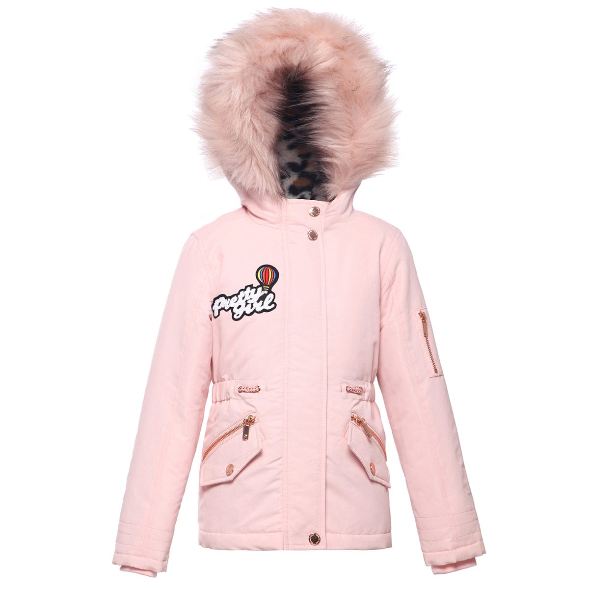 Girls' Parka Jacket with Faux Fur Hood XS (4-5) / Daylily Pink Rokka & Rolla