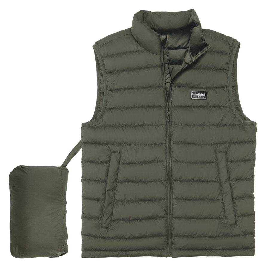 Men's Packable Puffer Vest Vests S / Olive Rokka & Rolla