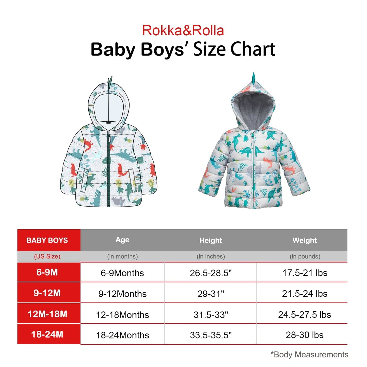 Toddler Boys' Fleece Hooded Puffer Jacket Baby & Toddler Outerwear Rokka & Rolla