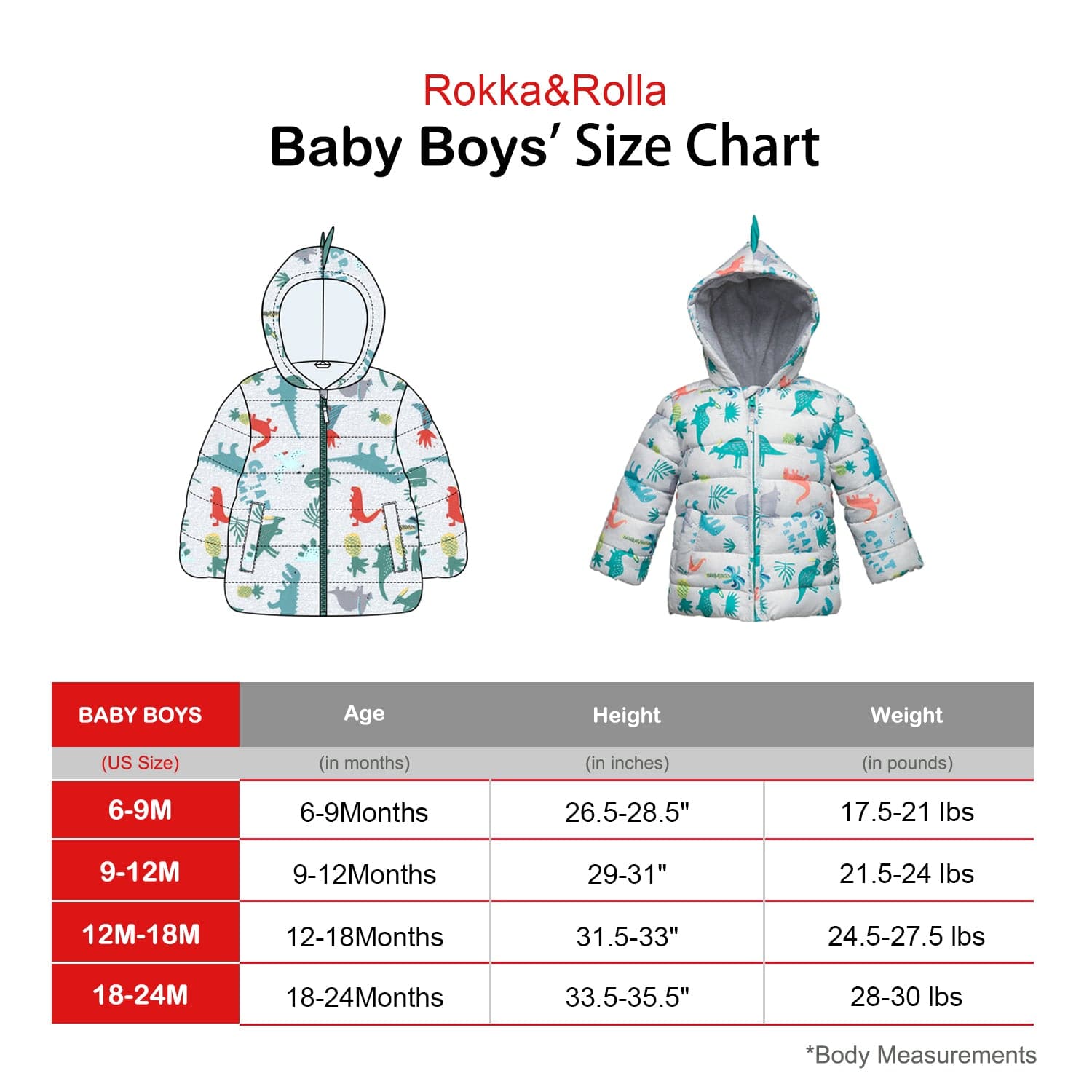 Toddler Boys' Fleece Hooded Puffer Jacket Baby & Toddler Outerwear Rokka & Rolla