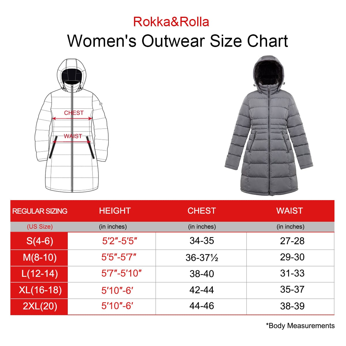 Women's Heavy Long Puffer Jacket Winter Coat Rokka & Rolla