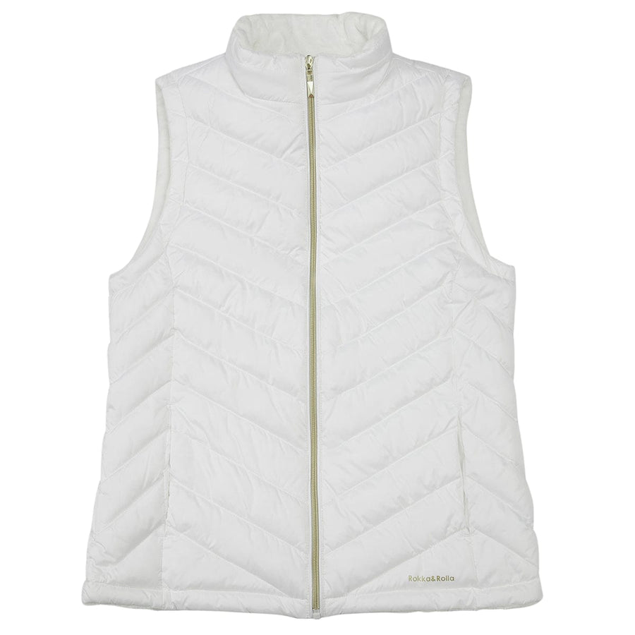 Women's Quilted Faux Fur Puffer Vest Vests S / White Rokka & Rolla