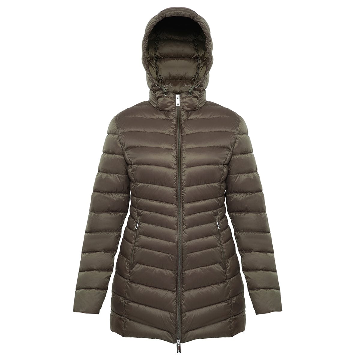 Women's Ultra Light Packable Long Puffer Jacket S (4-6) / Olive Rokka & Rolla