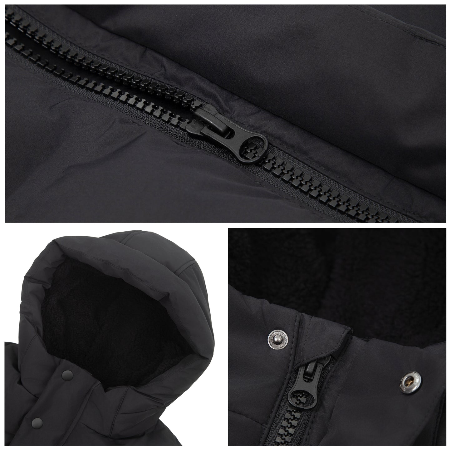 Rokka&Rolla Boys Long Seamless Puffer Jacket Fleece Lining Winter Coat - Black