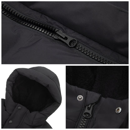 Rokka&Rolla Boys Long Seamless Puffer Jacket Fleece Lining Winter Coat - Black