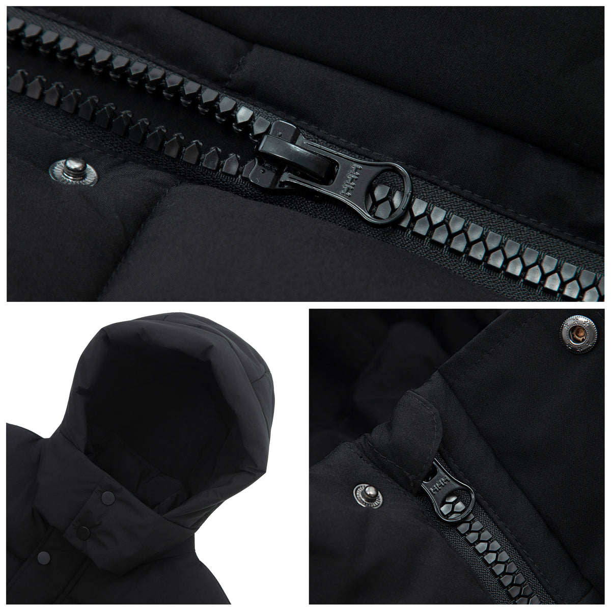 Men's Puffer Jacket Water-Resistant Fleece-Lined Winter Coat - Black