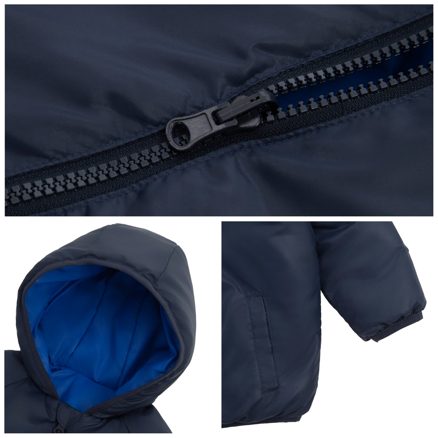Toddler Boys' Reversible Lightweight Hooded Puffer Jacket - Blue/Navy