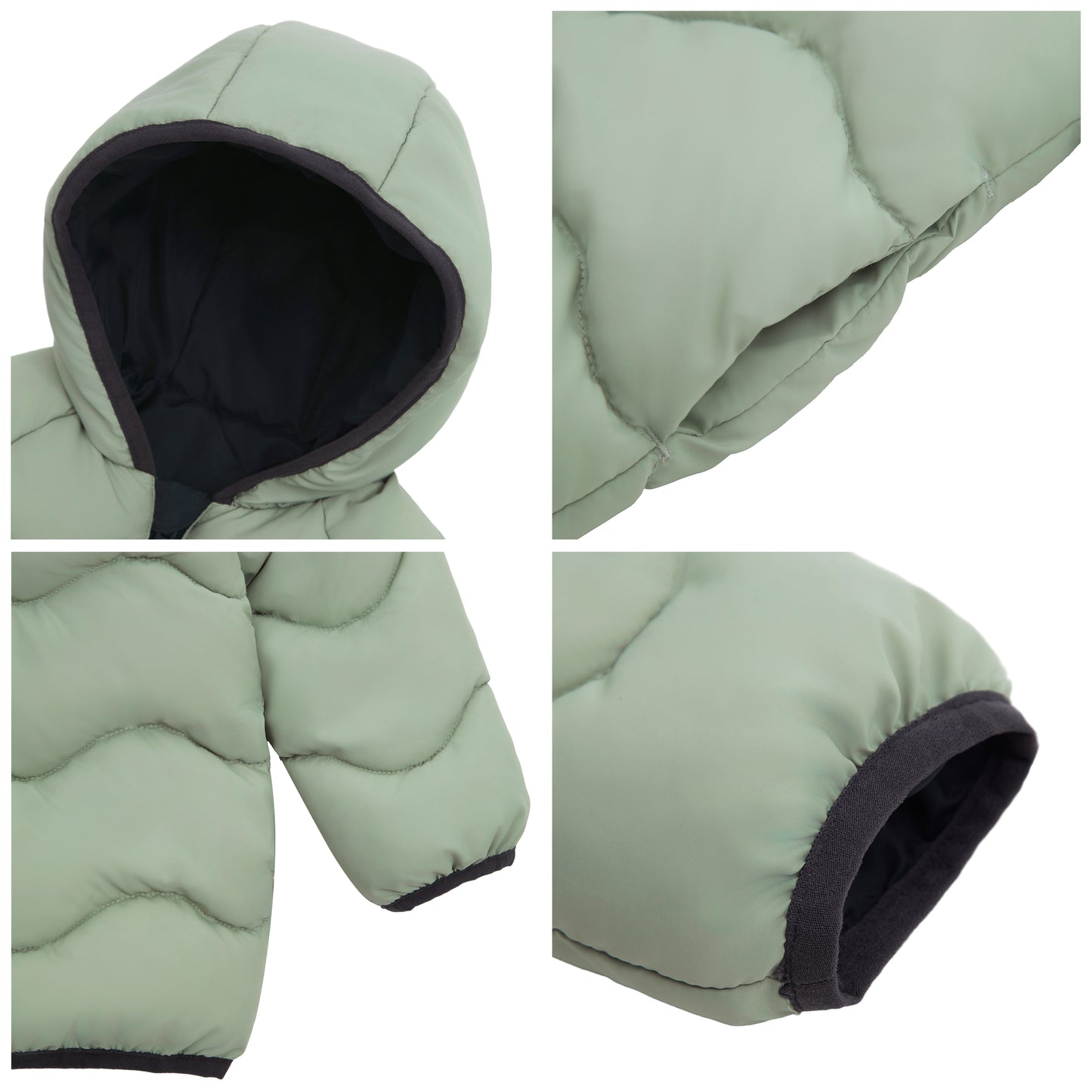 Toddler Boys' Reversible Lightweight Hooded Puffer Jacket - Green/Black
