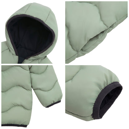 Toddler Boys' Reversible Lightweight Hooded Puffer Jacket - Green/Black