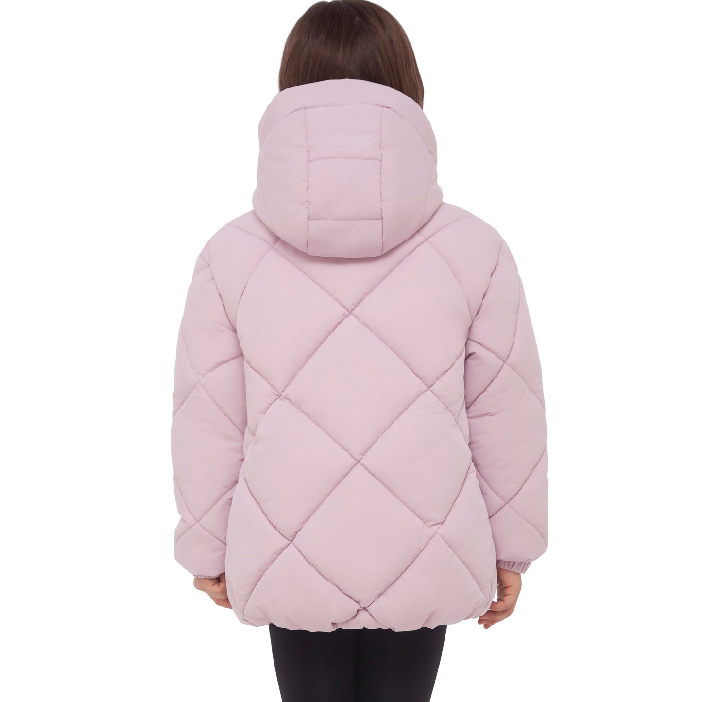 Girls Diamond Quilted Hooded Puffer Jacket - Pink