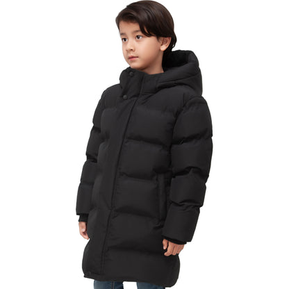 Rokka&Rolla Boys Long Seamless Puffer Jacket Fleece Lining Winter Coat - Black