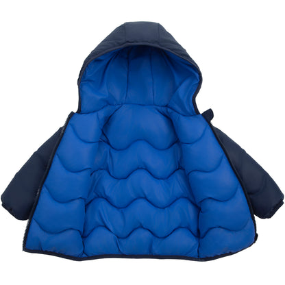 Toddler Boys' Reversible Lightweight Hooded Puffer Jacket - Blue/Navy