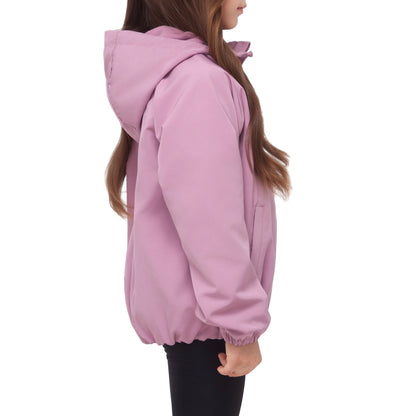 Girls Fleece Lining Jacket with Bubble Hem Snap Pockets Coat - Pink