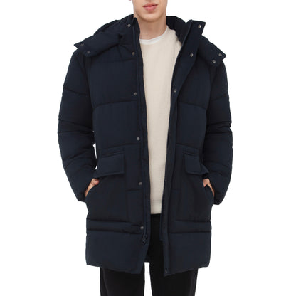 Men's Puffer Jacket Water-Resistant Fleece-Lined Winter Coat - Navy