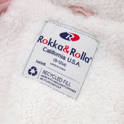 Rokka&Rolla Baby Girls Puffer Jacket Fleece Lined Bear Ears Puffer Jacket - Pink