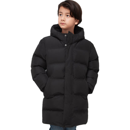 Rokka&Rolla Boys Long Seamless Puffer Jacket Fleece Lining Winter Coat - Black
