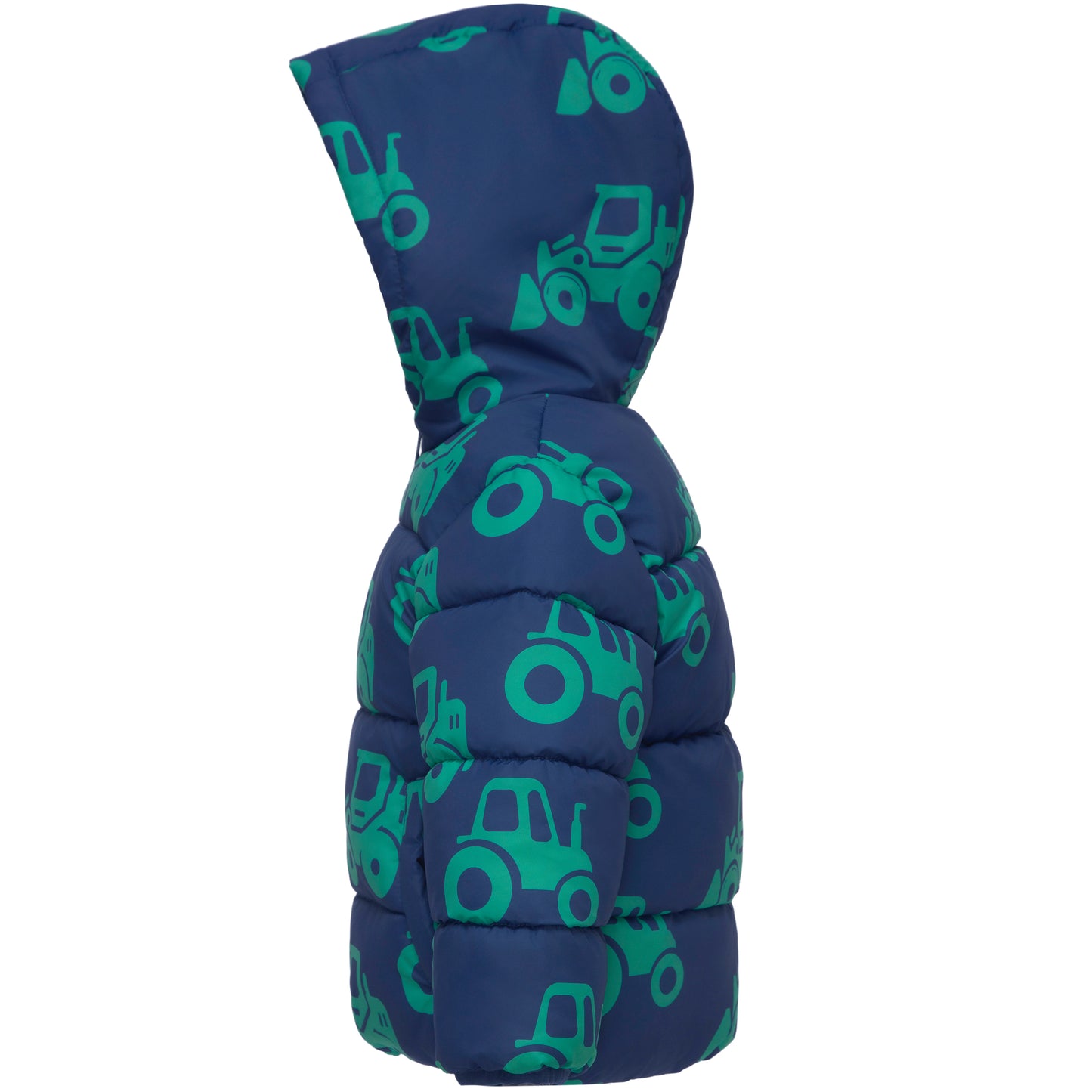 Boys Toddler Puffer Jacket Fleece Lined Hooded Winter Coat - Green Car
